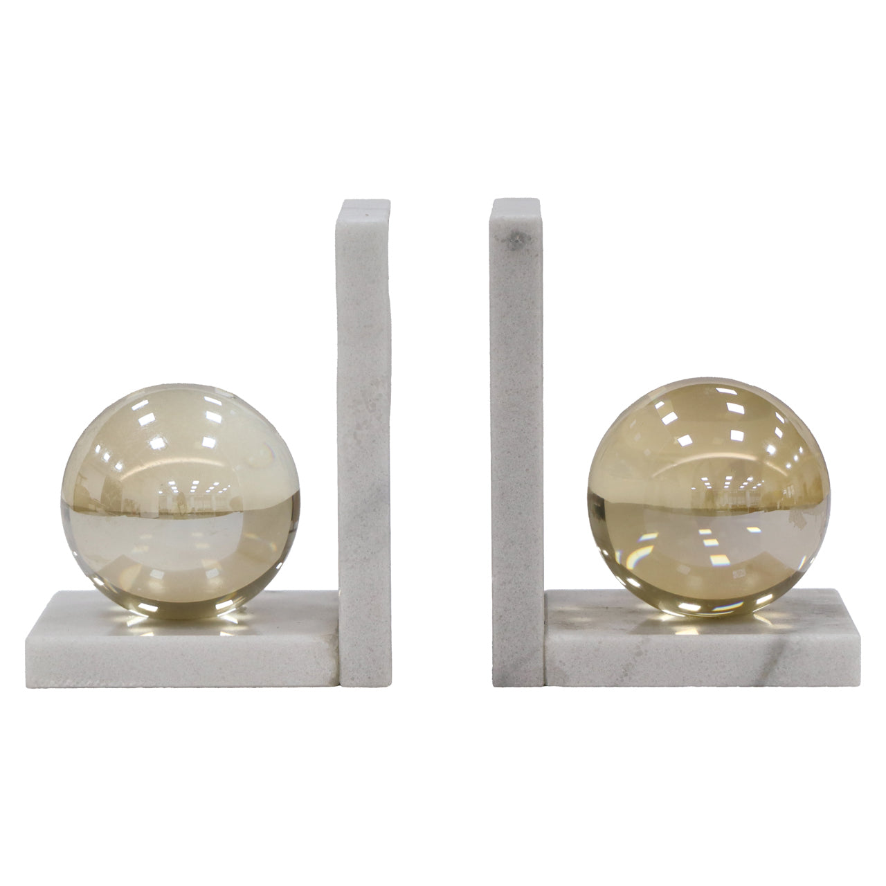 Lulu White Marble & Crystal Bookstands by Richmond Interiors