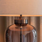 Monsoe Smoke Glass Table Lamp With Beige Linen Shade by Richmond Interiors