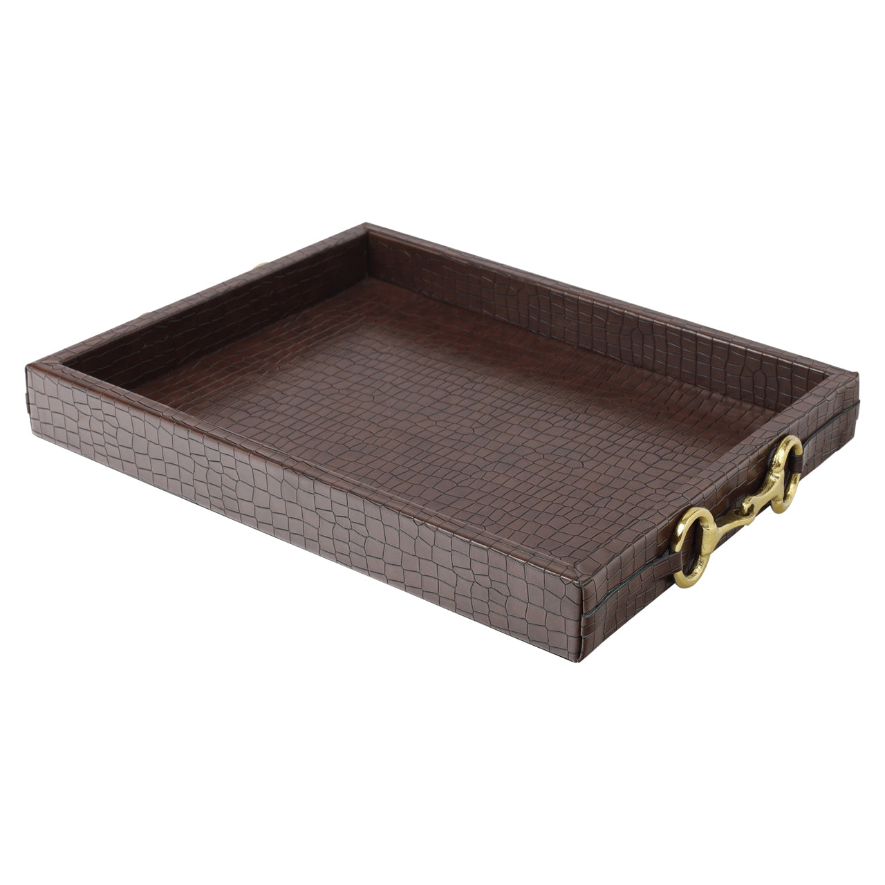 Banks Dark Brown Faux Leather Tray by Richmond Interiors