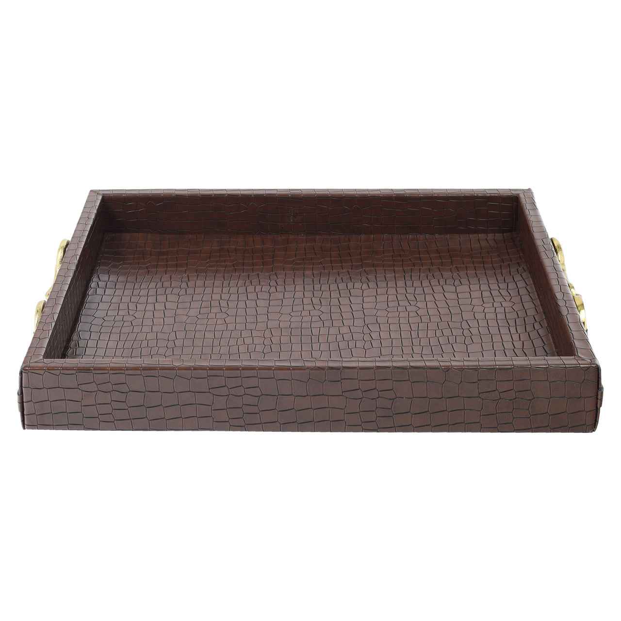 Banks Dark Brown Faux Leather Tray by Richmond Interiors
