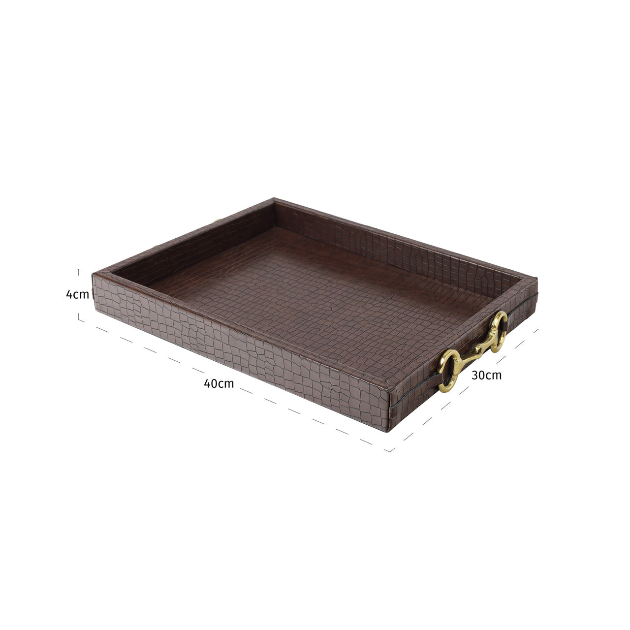 Banks Dark Brown Faux Leather Tray by Richmond Interiors