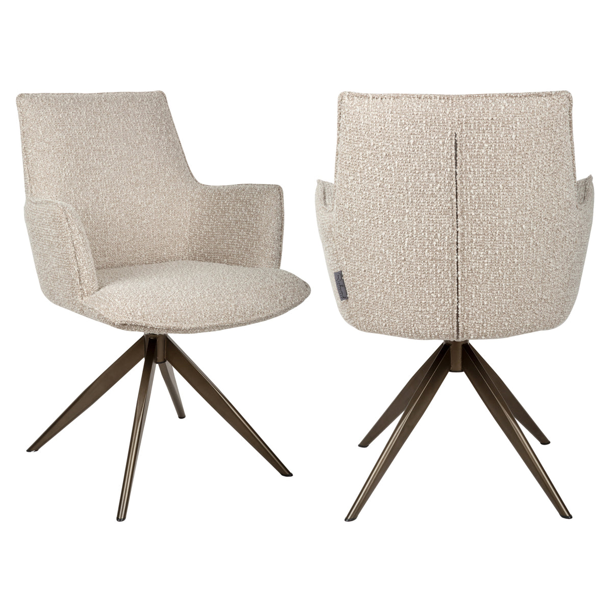 Dining chair Dakota natural chunky swivel with arm by Richmond Interiors