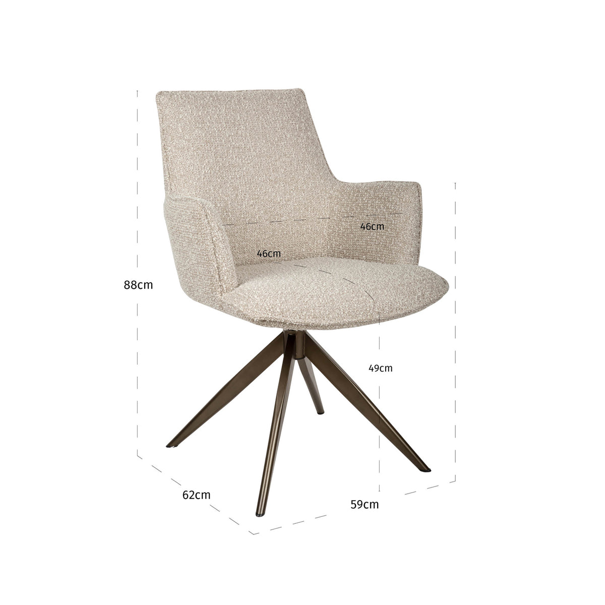 Dining chair Dakota natural chunky swivel with arm by Richmond Interiors