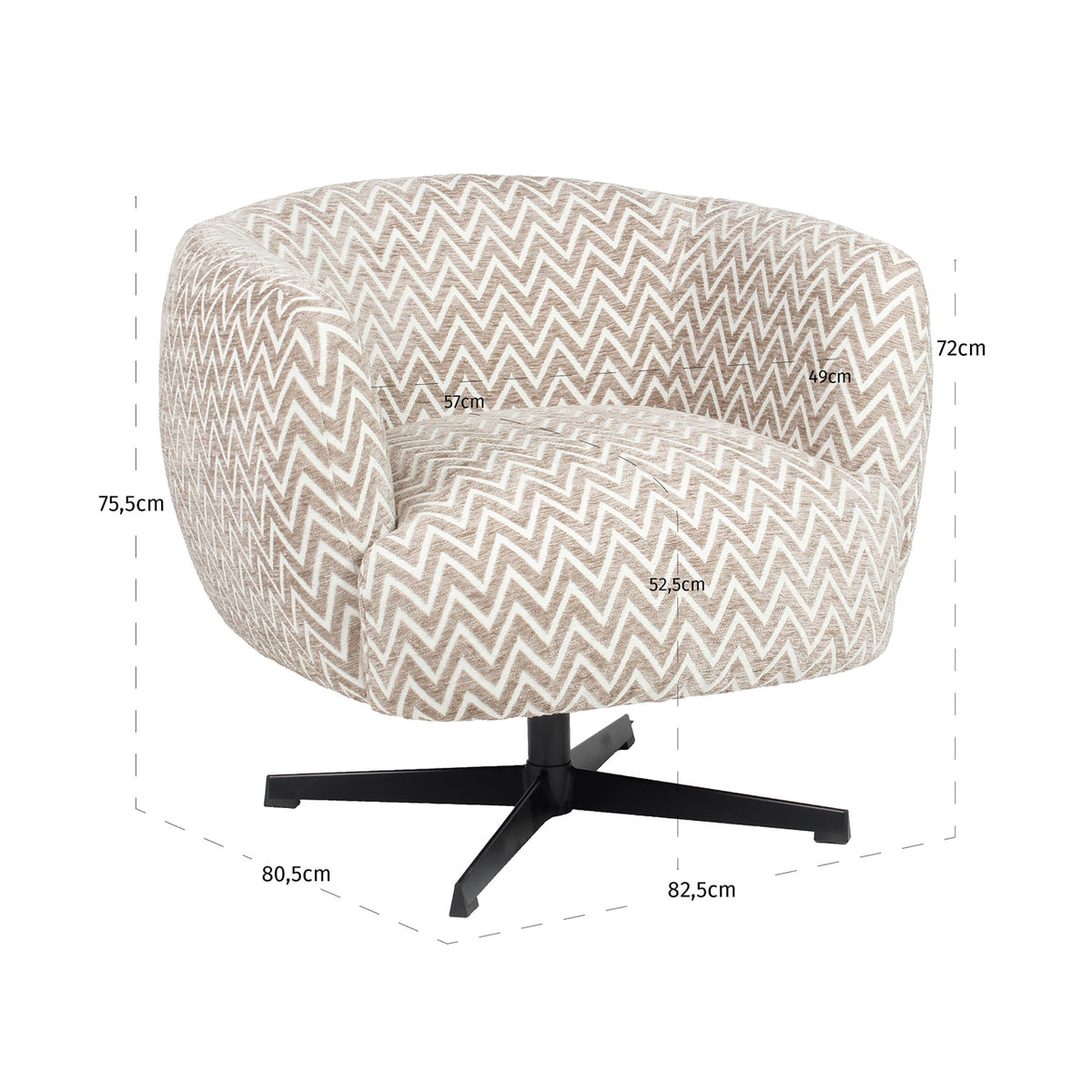 Lounge chair Estelle sand chevron swivel by Richmond Interiors