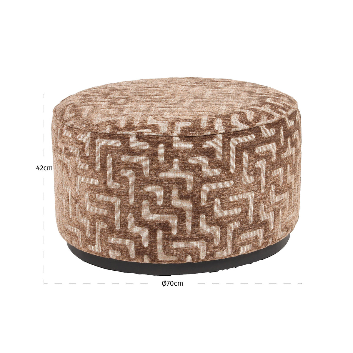 Pouffe & Footstool Lexie brown labyrinth 70Ø by Richmond Interiors