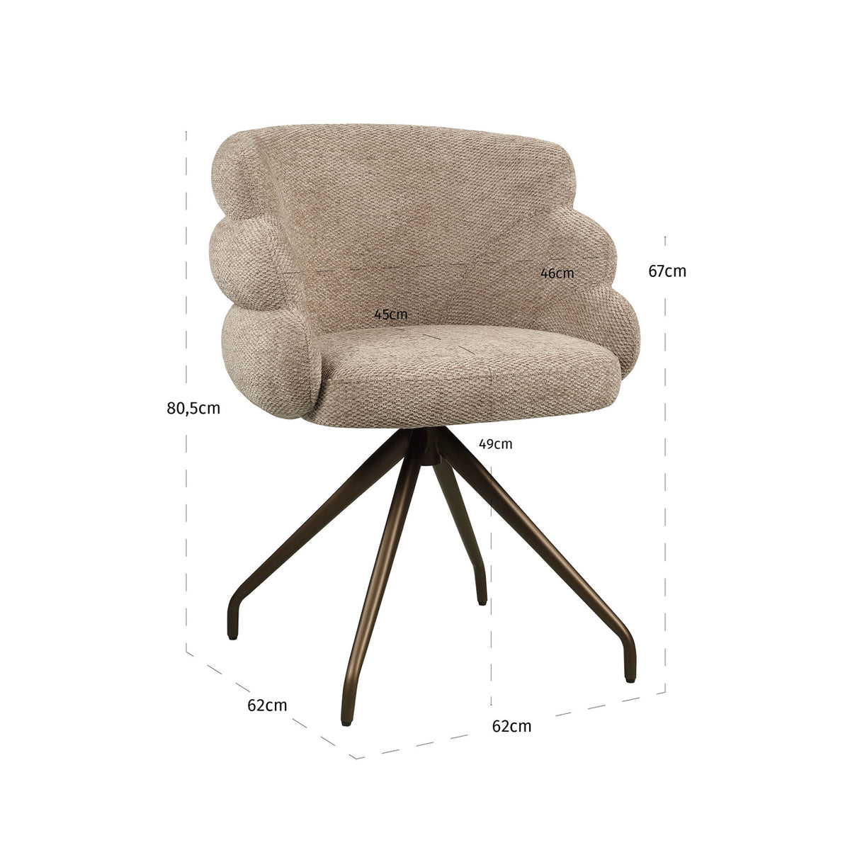 Dining chair Kayla mocca boldweave swivel by Richmond Interiors
