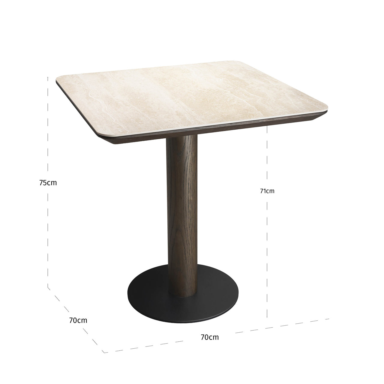 Ritz Brown Oak Veneer & Ceramic Top Bistro Table by Richmond Interiors