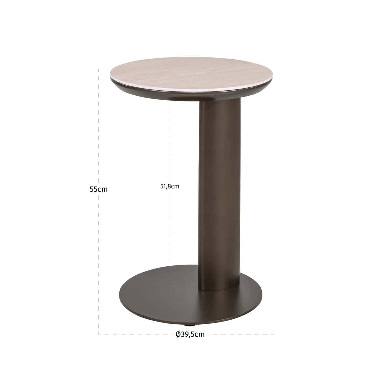 Ritz Brown Metal & Travertine Ceramic Sofa Side Table by Richmond Interiors
