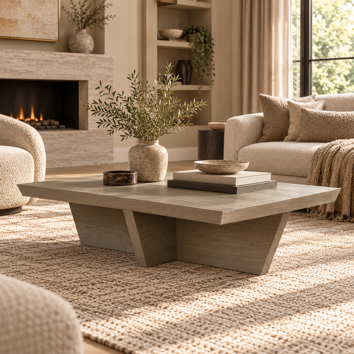 Cassis Textured Grey Oak Wood Coffee Table by Berkeley Designs