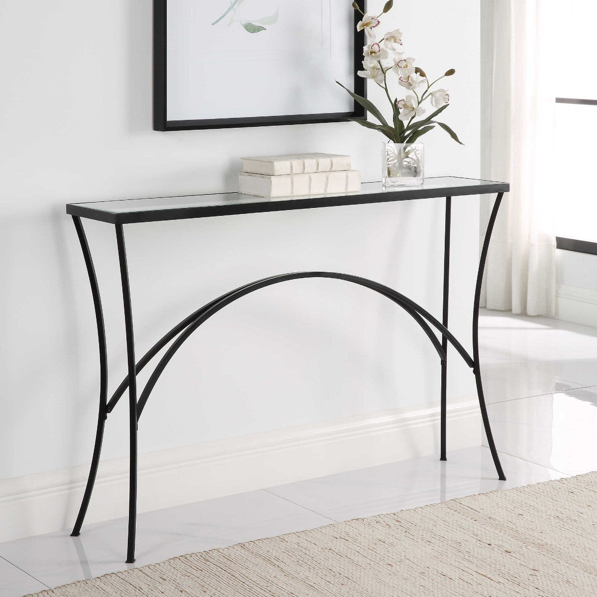 Alayna Console Table in Black Metal by Uttermost