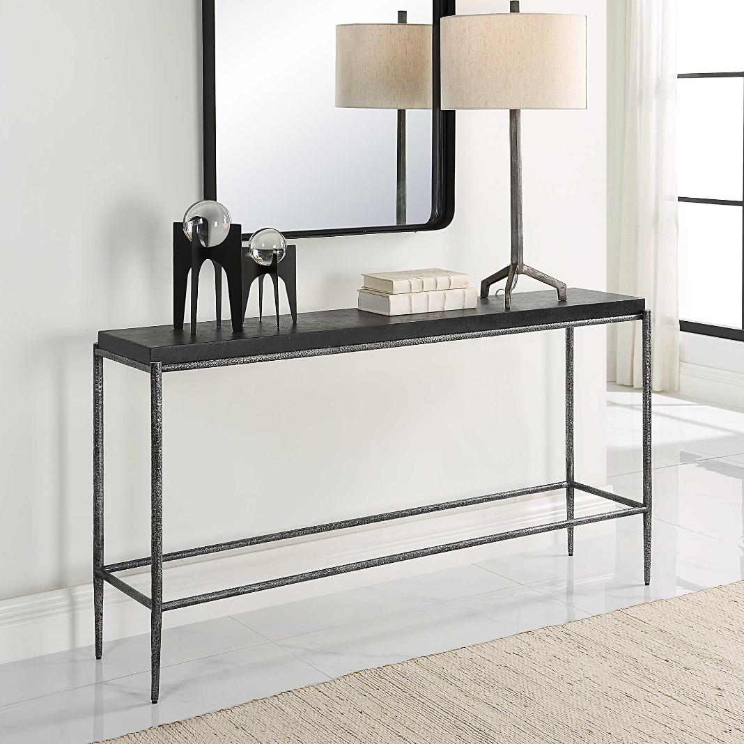 Crescendo Black Concrete Console Table by Uttermost