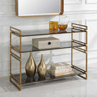 Stacked Up Grey Glass Console Table by Uttermost