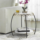 Chainlink White Marble Side Table by Uttermost