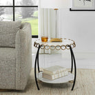 Chainlink White Marble Side Table by Uttermost