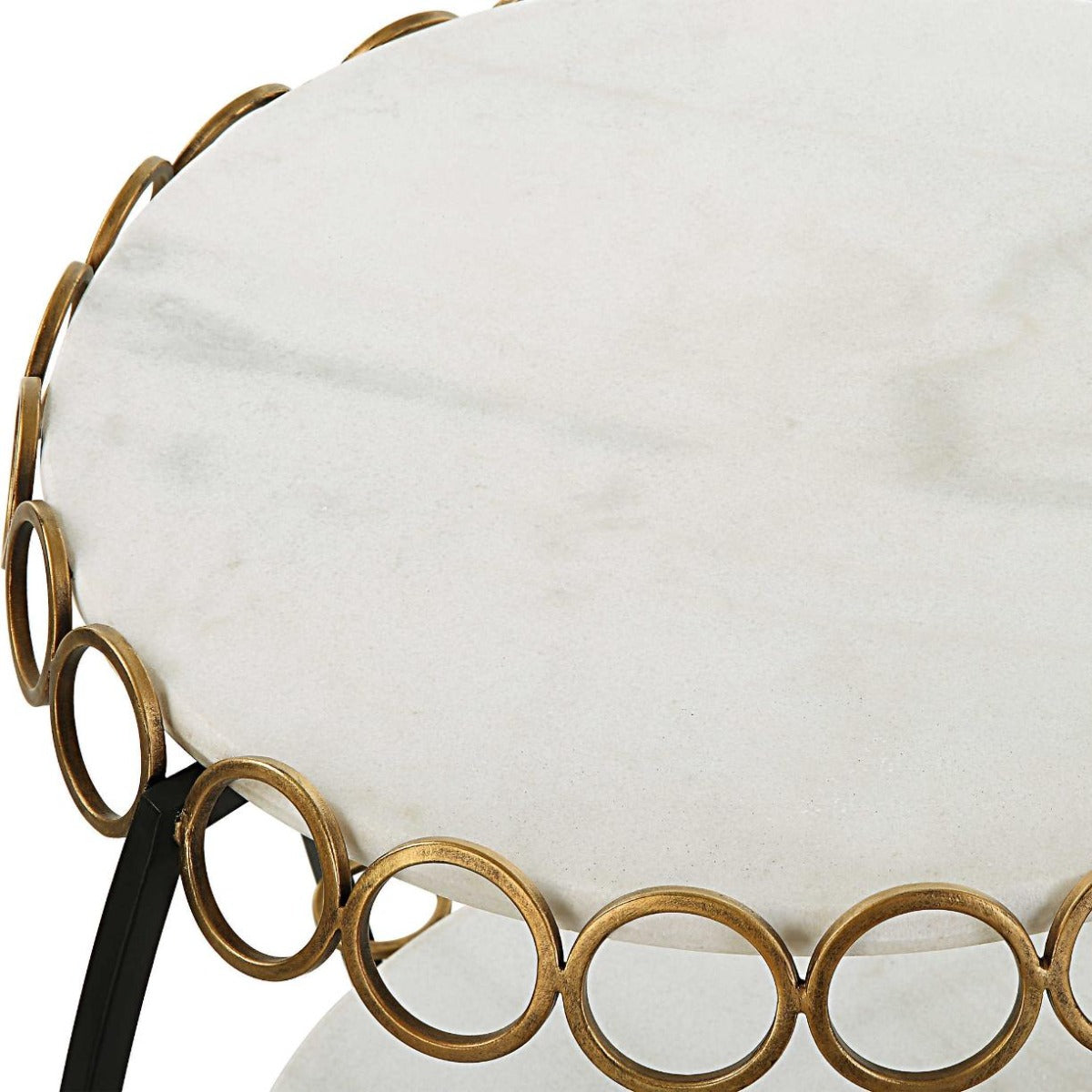 Chainlink White Marble Side Table by Uttermost