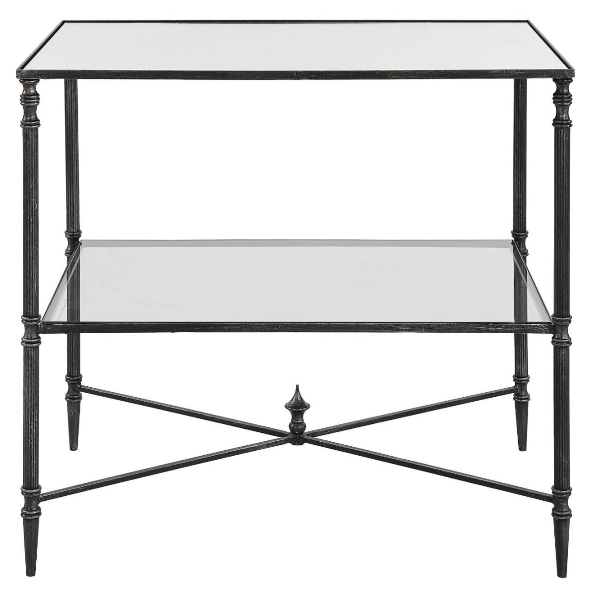 Henzler Mirrored Steel Lamp Table by Uttermost