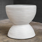 Bongo White Rattan Side Table by Uttermost