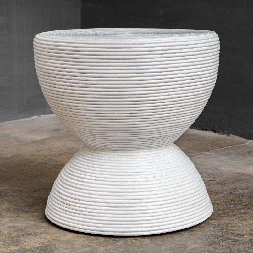 Bongo White Rattan Side Table by Uttermost