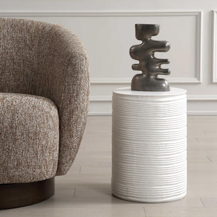 Borderline White Drum Table by Uttermost