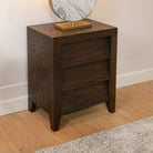 Amato Bedside Table Chocolate Wood 3 Drawer by RV Astley