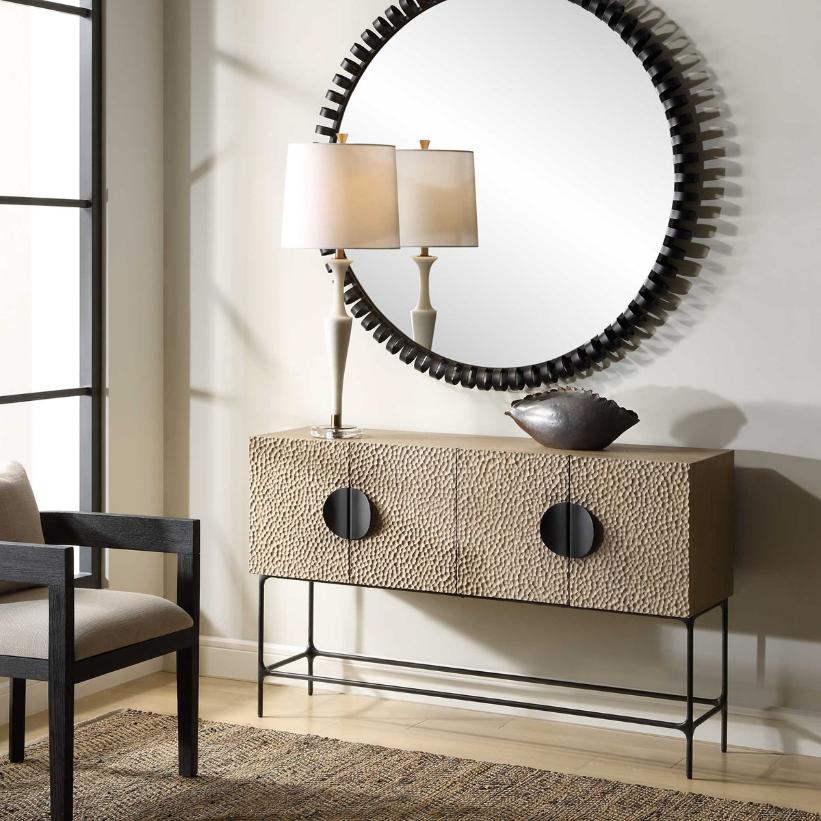 Lunar 4 Door Elm Wood Cabinet by Uttermost