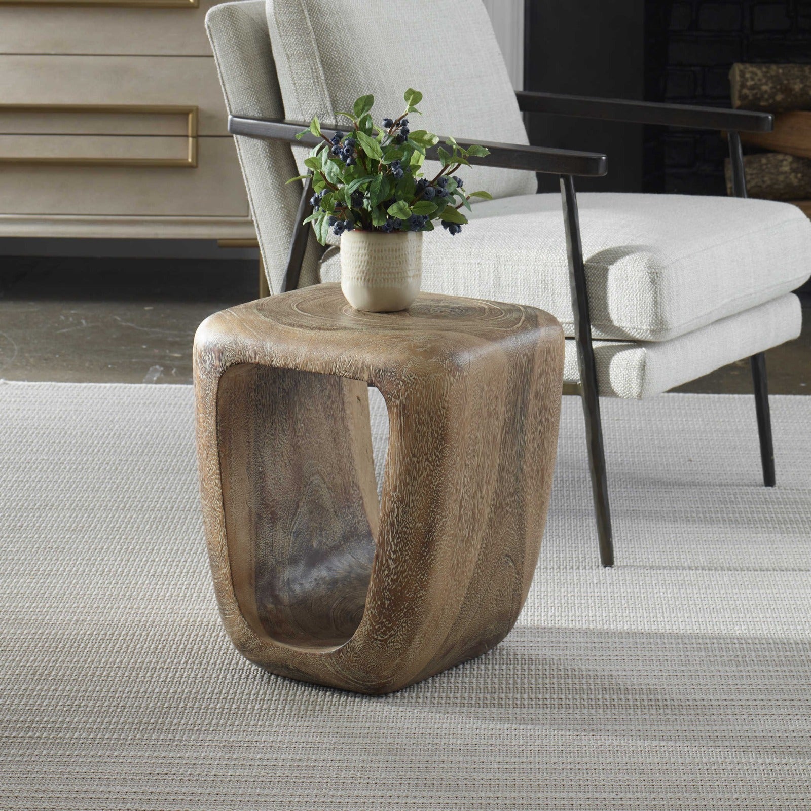 Loophole Side Table in Bleached Wash by Uttermost
