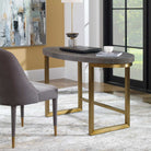 Taja Oval Writing Desk in Dark Walnut and Brushed Brass by Uttermost