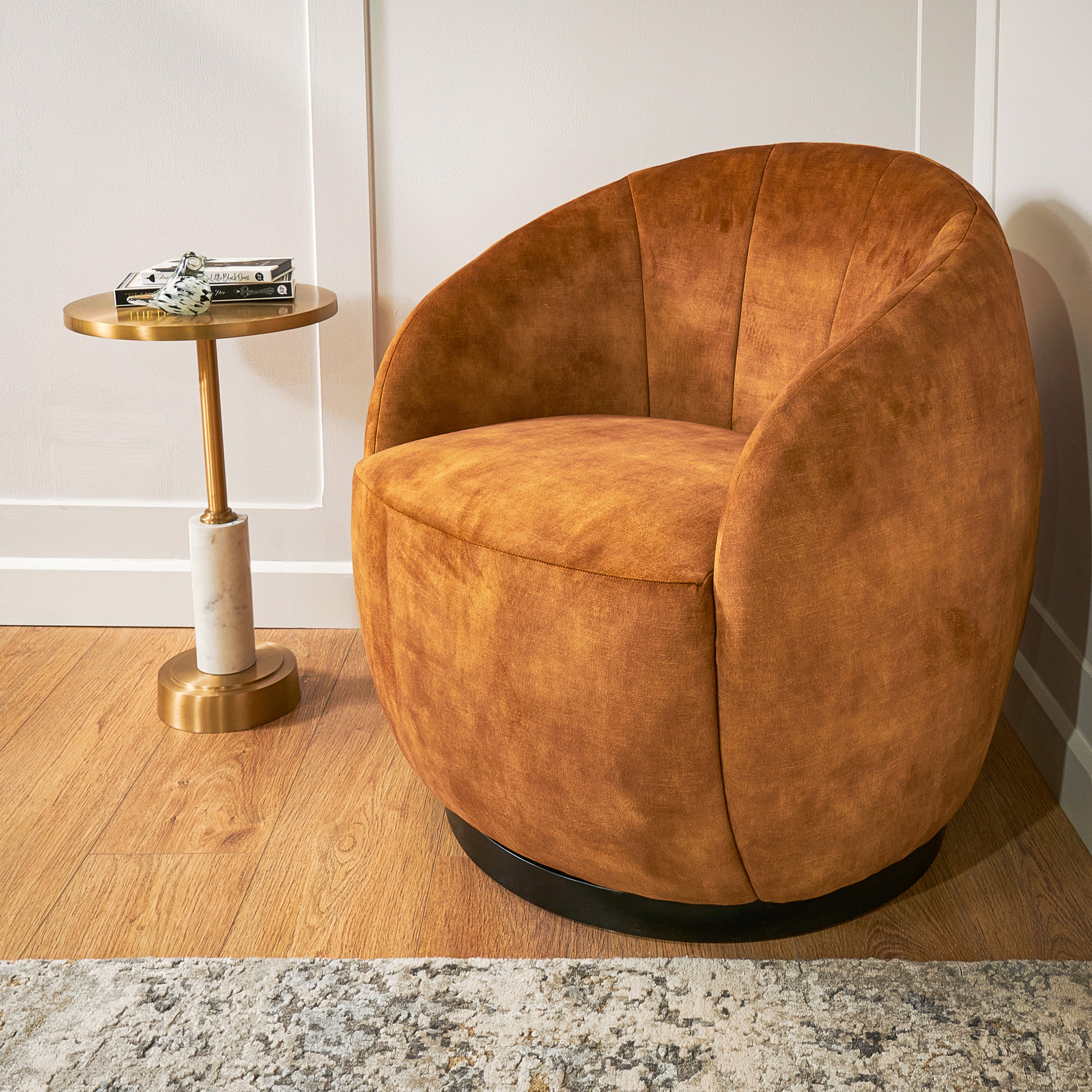 Chalain Ginger Finish Velvet Chair by RV Astley