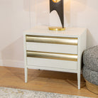 Rhona White Veneer & Metal 2 Drawer Side Table by RV Astley