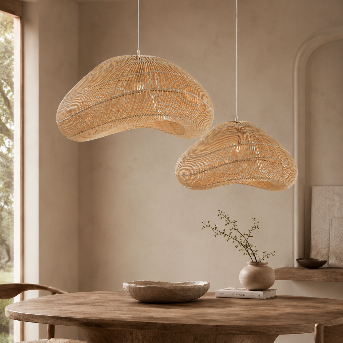 Janzur Large Pendant Light - Natural Rattan Light & Living