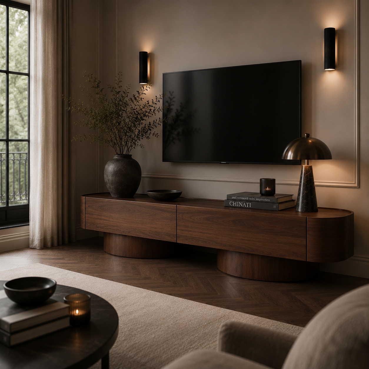 Butka Brown Walnut Sideboard Media Unit by Liang & Eimil