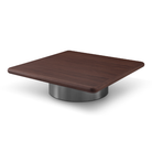 Lakeside I Walnut Wood Coffee Table with Grey Metal Base by Tommy Franks