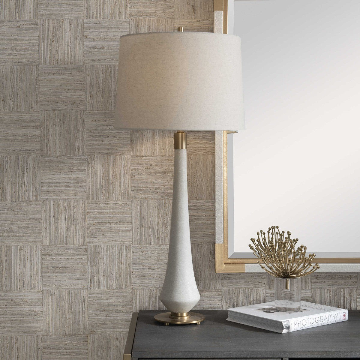 Marille Ivory Stone Table Lamp by Uttermost