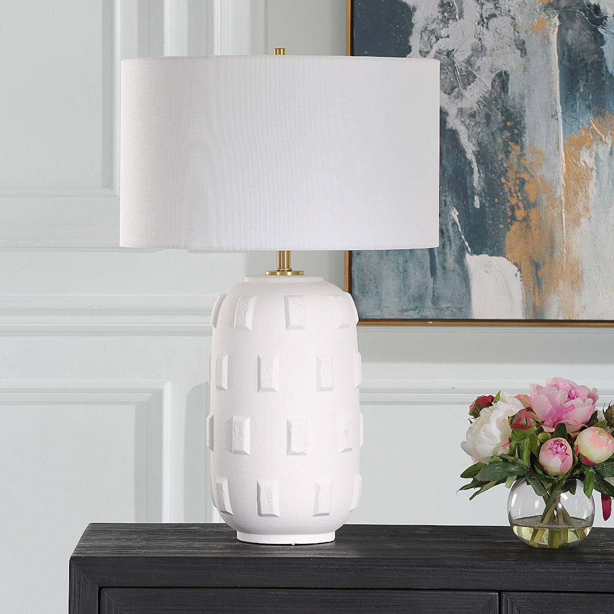 Emerie Textured White Table Lamp by Uttermost