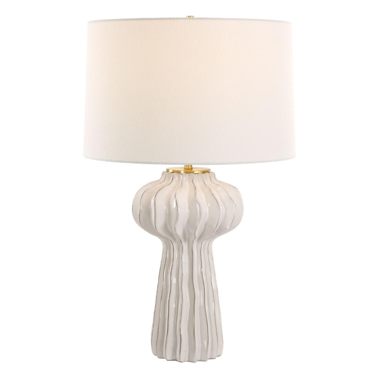 Wrenley Ridged White Table Lamp by Uttermost