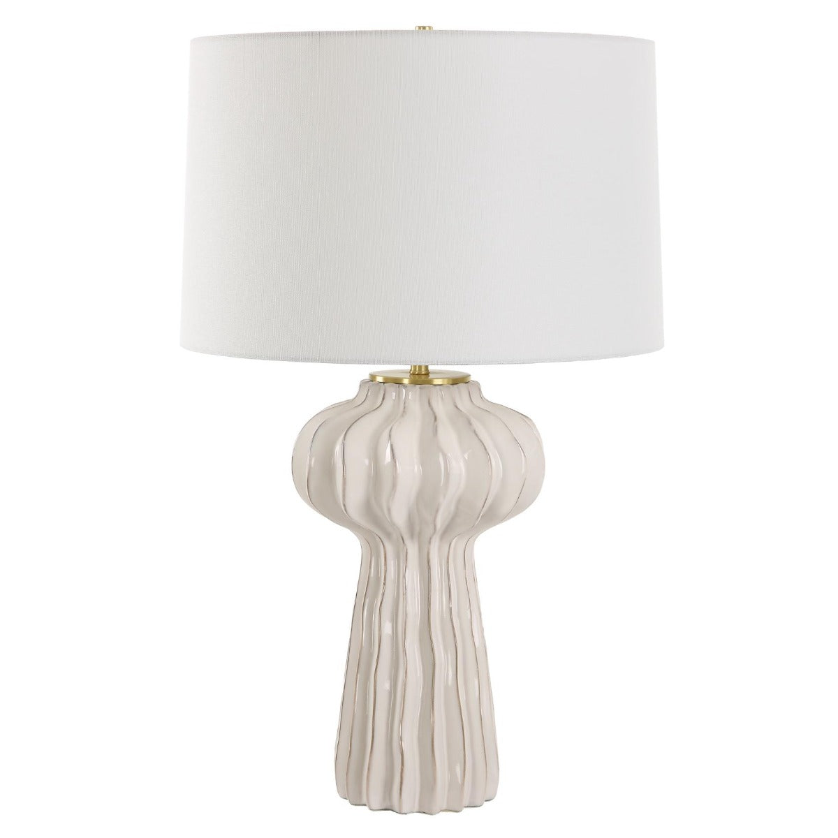 Wrenley Ridged White Table Lamp by Uttermost