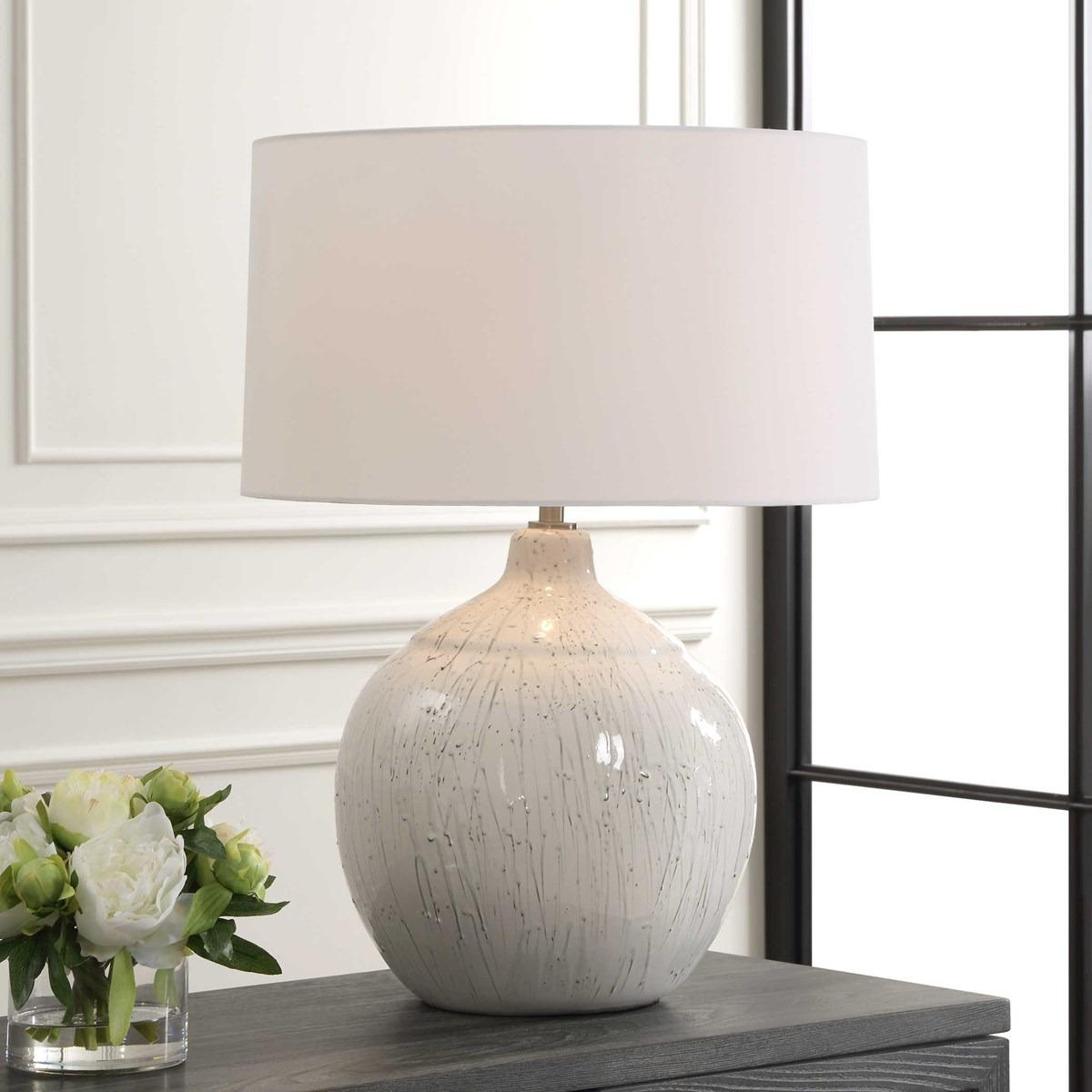 Dribble White Glaze Table Lamp by Uttermost