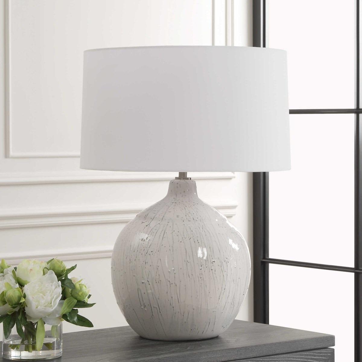 Dribble White Glaze Table Lamp by Uttermost