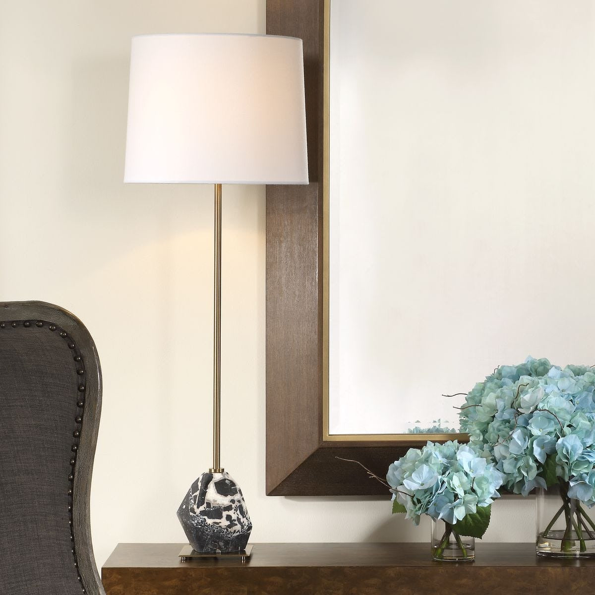 Rowland Panda Marble Buffet Lamp by Uttermost