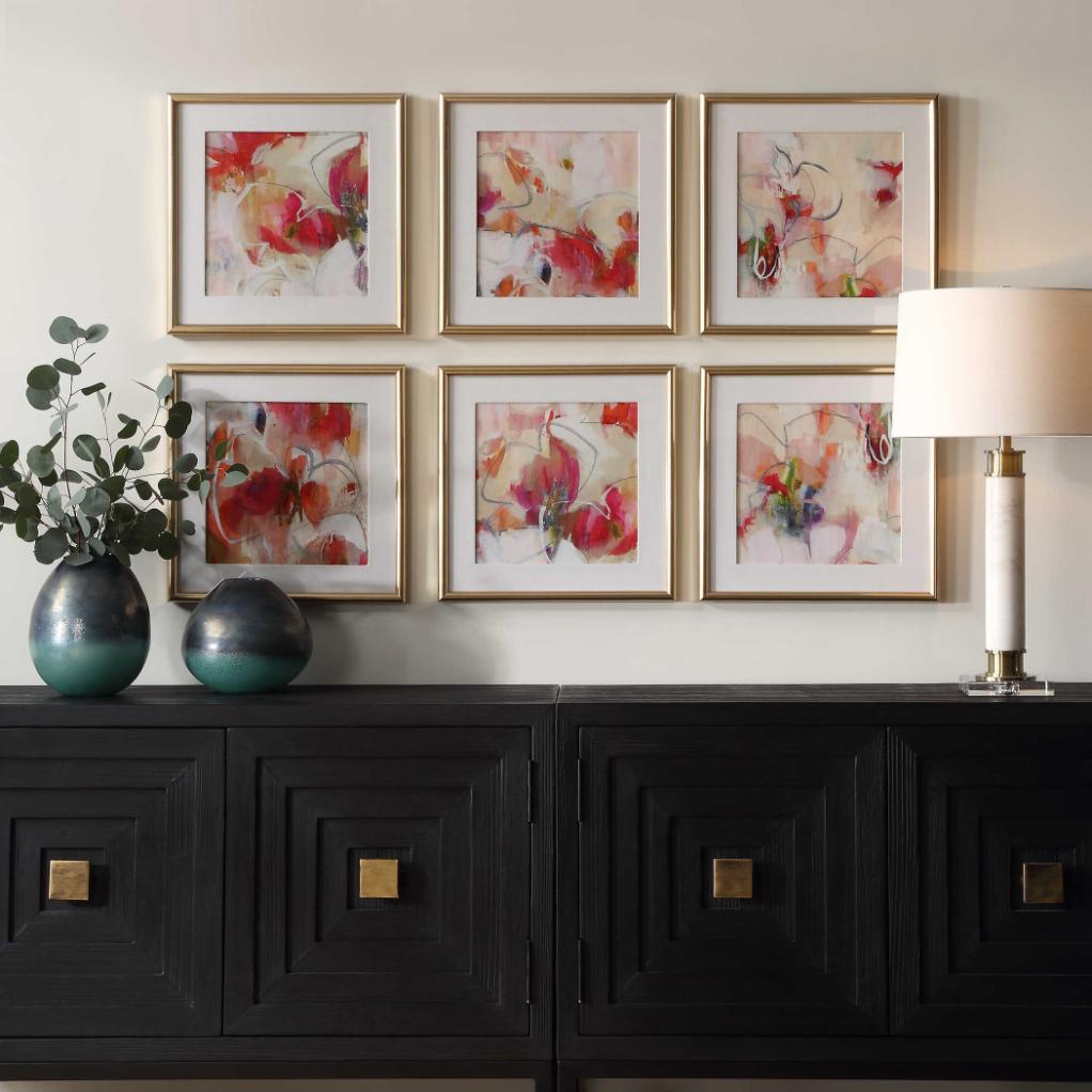 Fresh Start Red Abstract Prints - Set of 6 by Uttermost