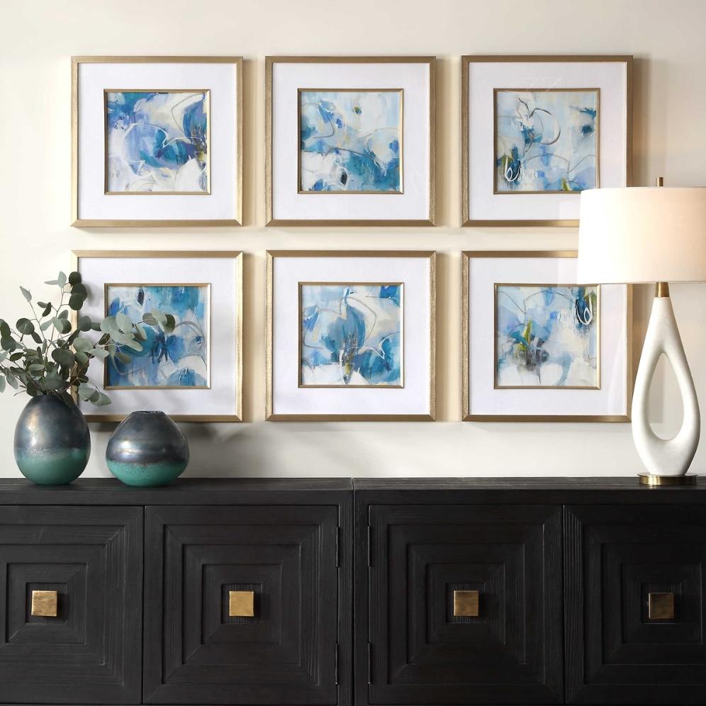 Fresh Start Blue Abstract Prints - Set of 6 by Uttermost