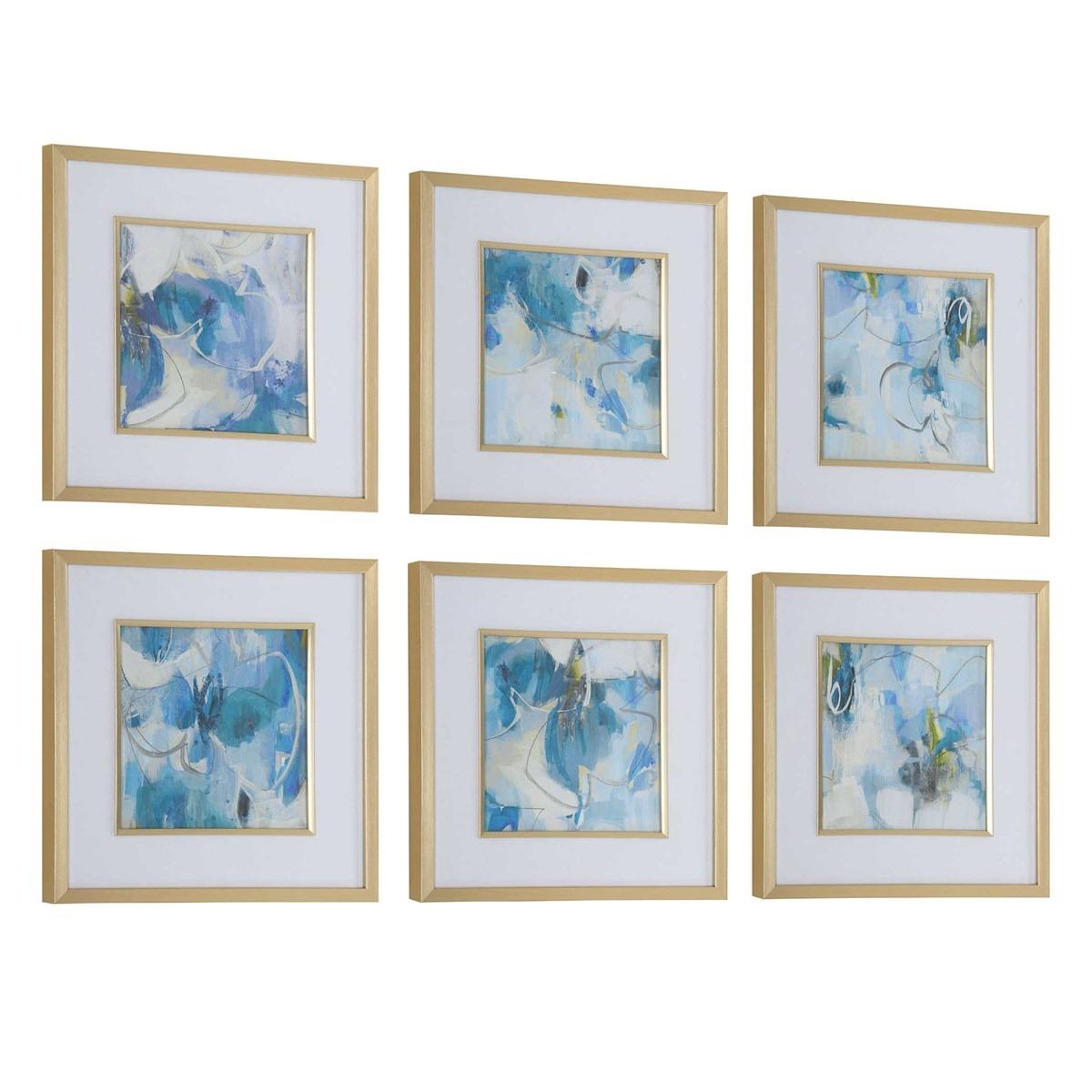 Fresh Start Blue Abstract Prints - Set of 6 by Uttermost