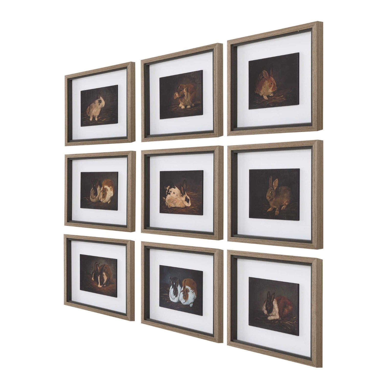 Resting Bunny Framed Prints Set of 9 by Uttermost