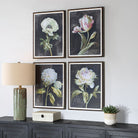 Florals On Black Framed Prints - Set of 4 by Uttermost