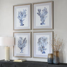 Shibori Coral Framed Prints - Set of 4 by Uttermost