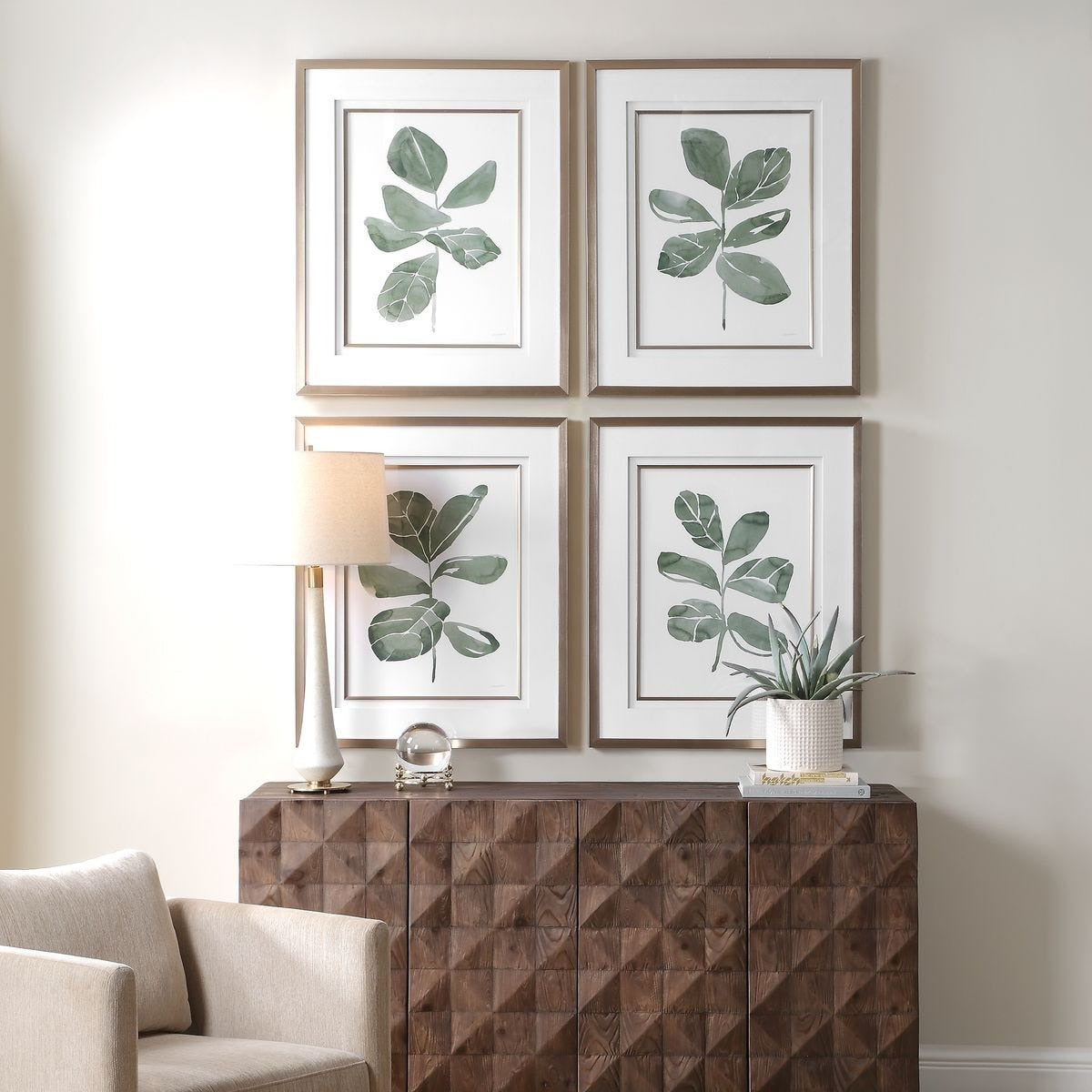 Fiddle Head Leaf Botanical Prints Set of 4 by Uttermost
