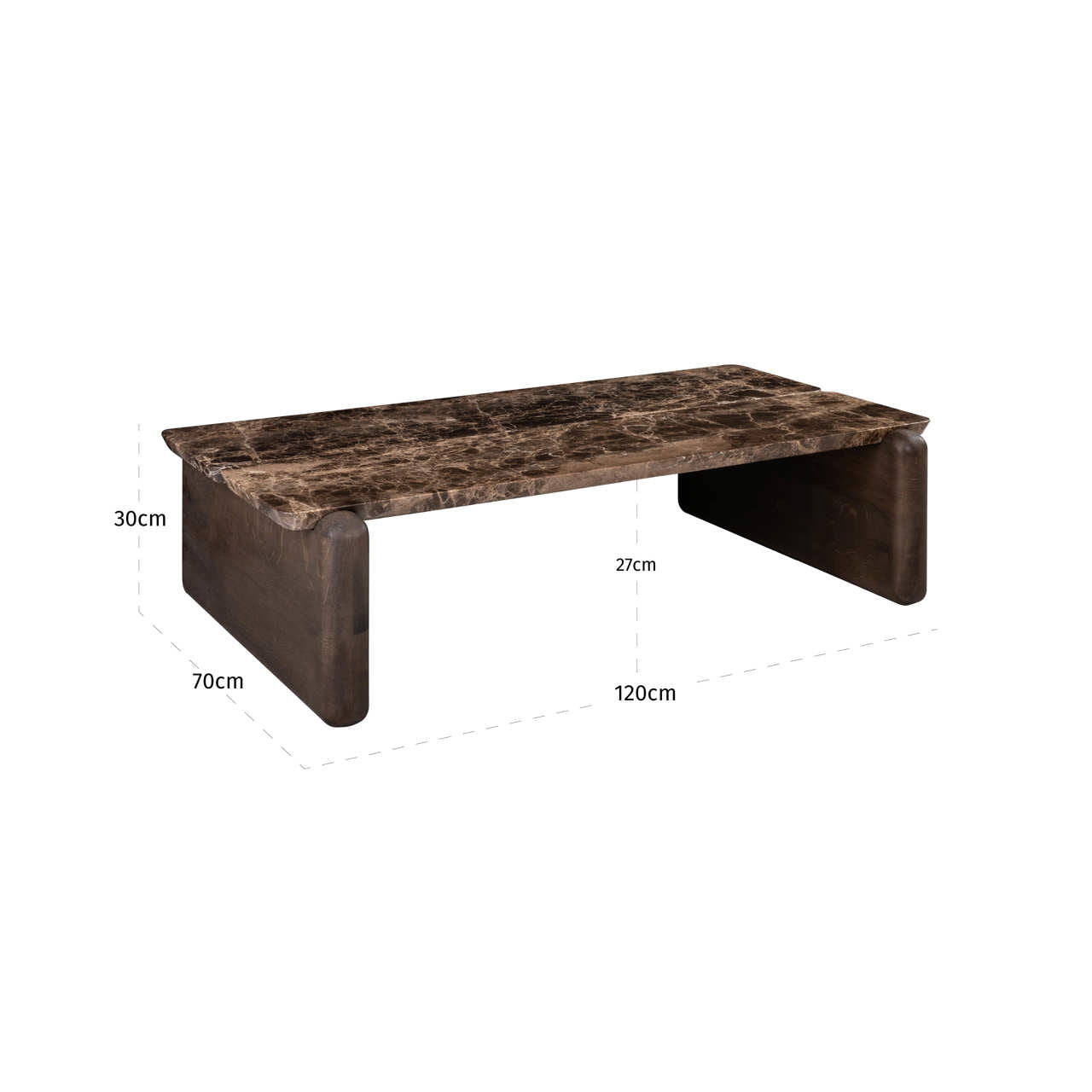 Lagrasse Brown Oak Wood & Marble Coffee Table by Richmond Interiors