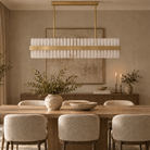 Salerno Gold & Alabaster Linear Dining Pendant 95cm Luxe Collection