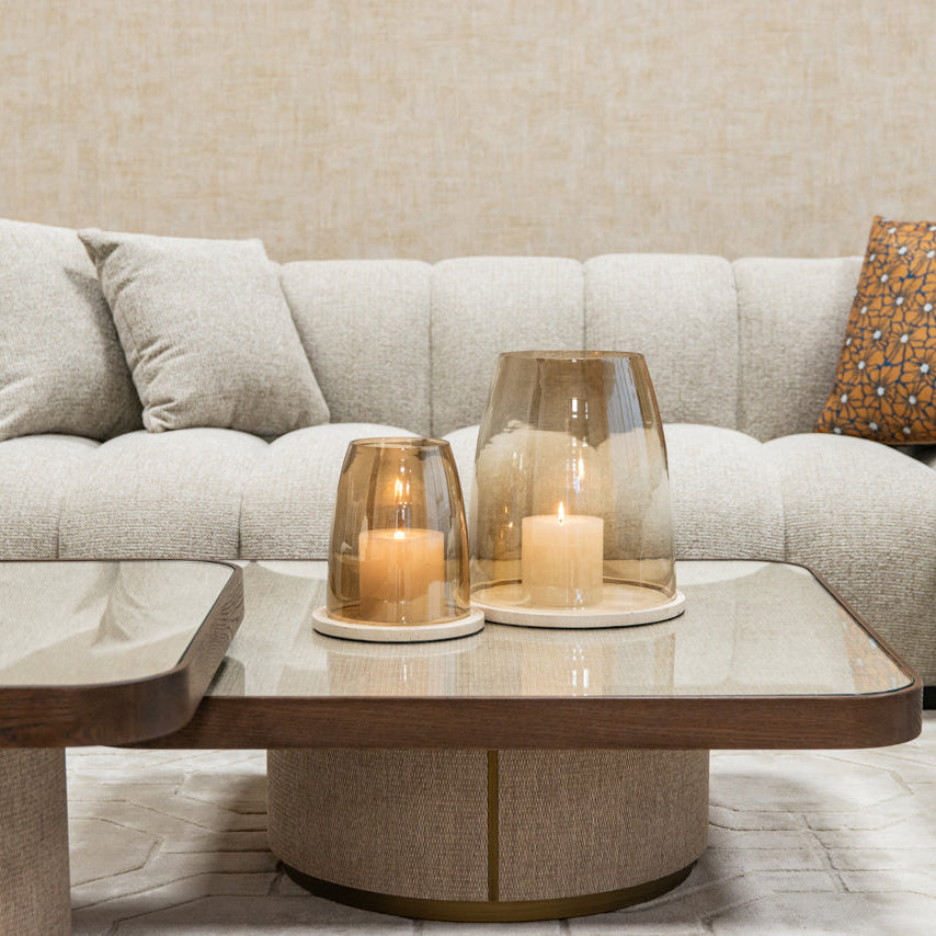 Willox Brown Oak & Beige Linen Coffee Table (Set of 2) by Richmond Interiors
