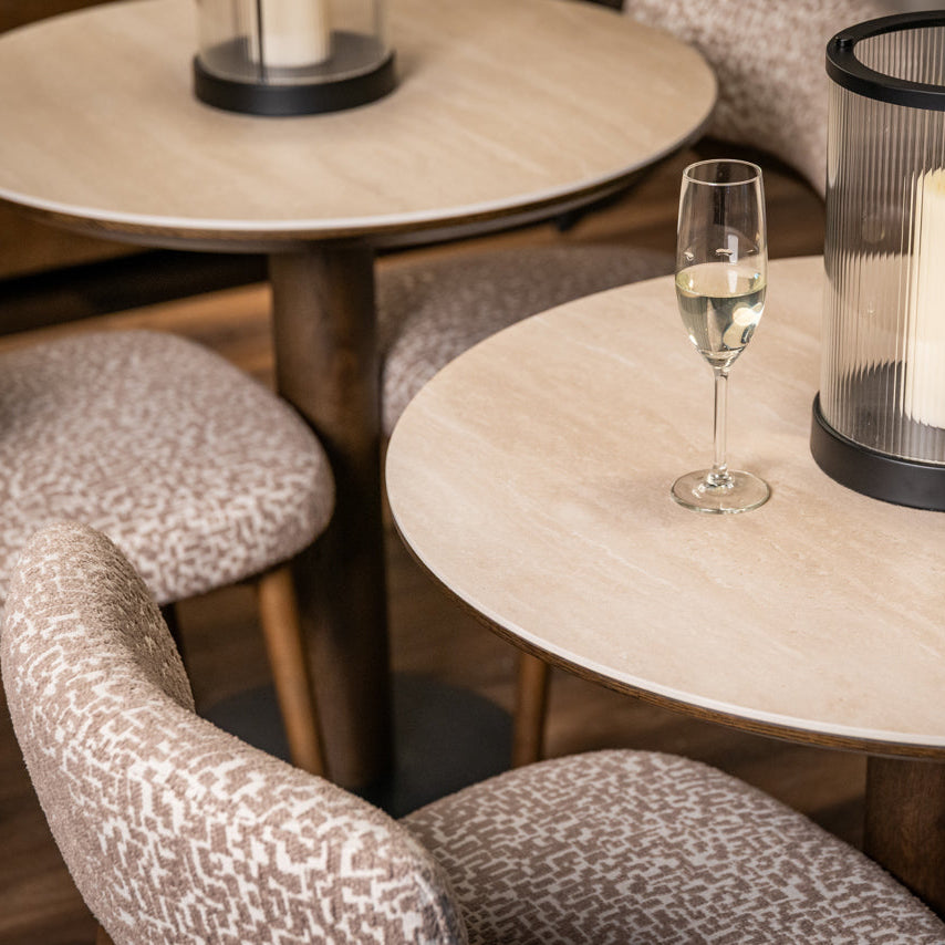 Ritz Brown Oak Veneer & Ceramic Top Bistro Table - 75cm by Richmond Interiors